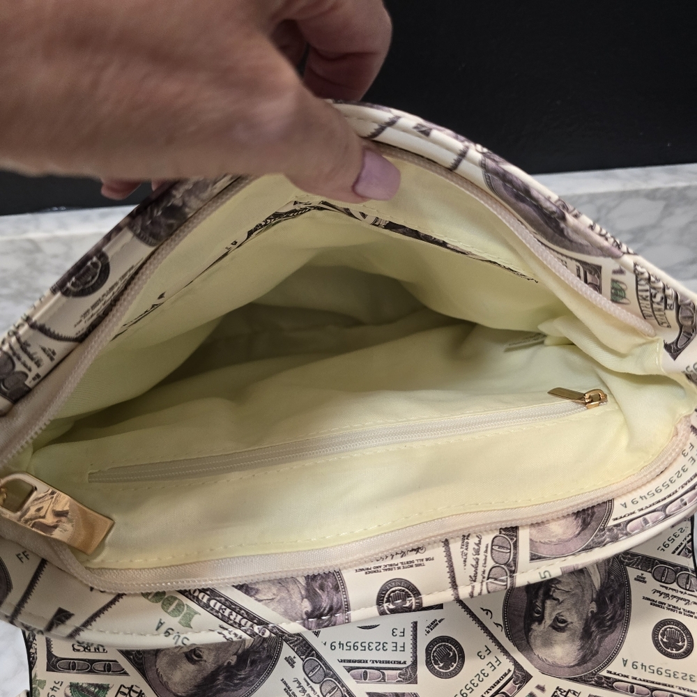Queen Bee Dollar Bills Styled Crossbody‎ Messenger Bag Soulfina Collection - Picture 11 of 12